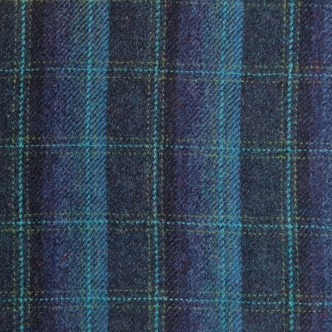 MoodCompanyNL - Brillenetui Blauw met Turquoise Ruit - Harris Tweed - Metalen Clip - Glen Appin of Scotland - 5060959021209