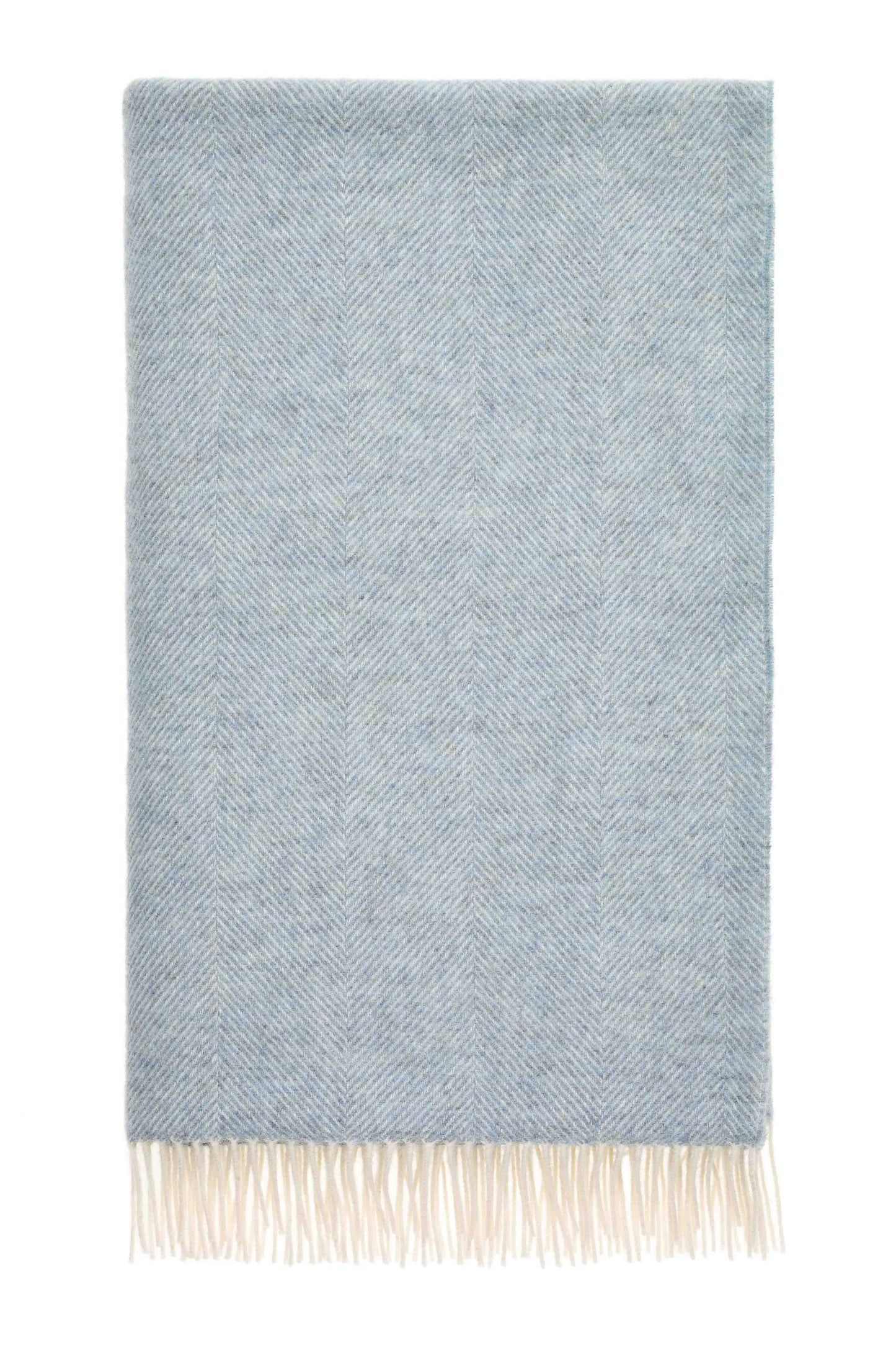 Plaid Fischgrät Petrolblau - Reine Schurwolle - 140x185 - Bronte by Moon Scotland