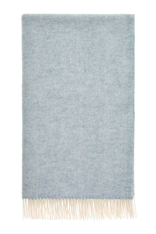 Plaid Fischgrät Petrolblau - Reine Schurwolle - 140x185 - Bronte by Moon Scotland