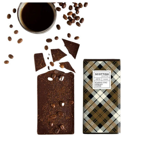 Mood Company - Chocoladereep Puur met Espressokoffie Roaring Stag - 100 gram - Handmade in Scotland - 5060250701541