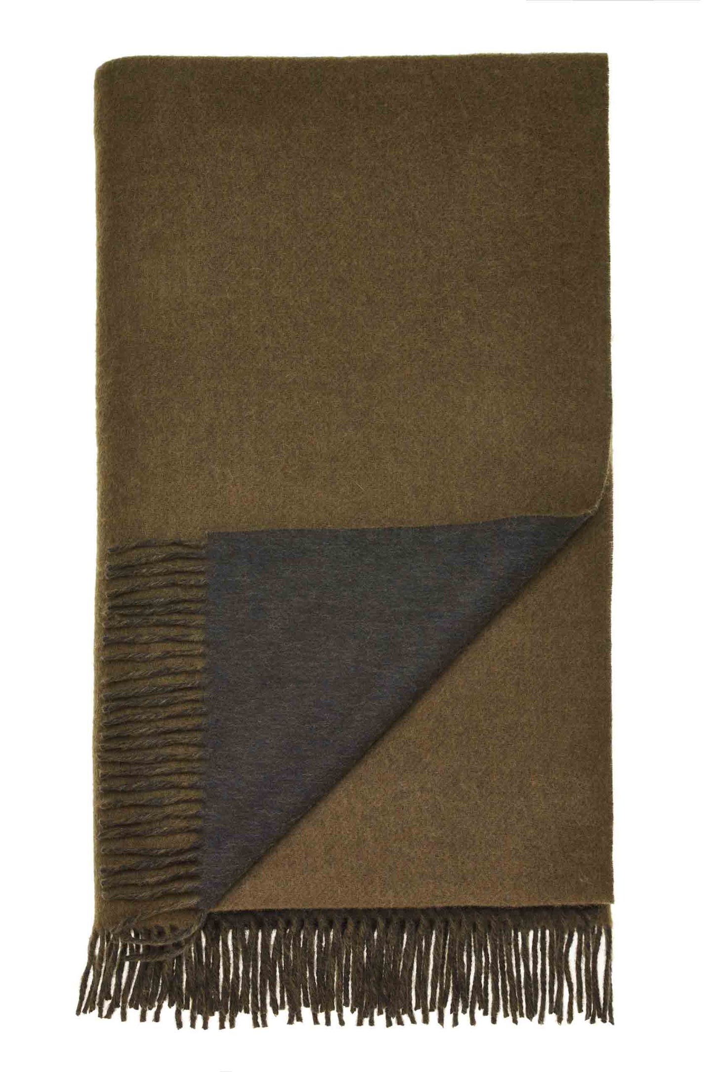 Plaid Double Face Armeegrün/Loden - Country Side Collection - Merino-Lammwolle - 140x185 - Bronte by Moon Scotland