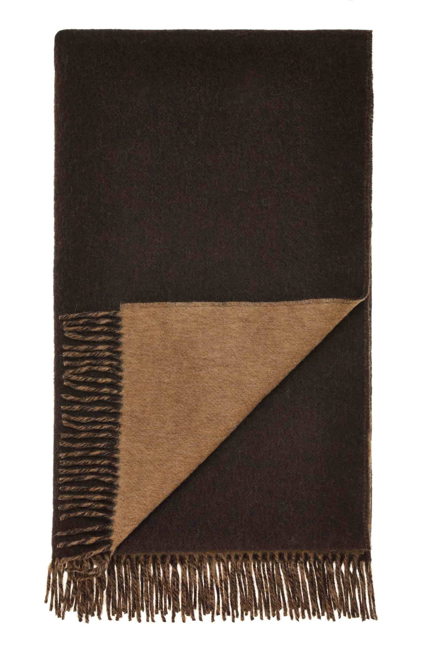 Plaid Double Face Camel/Schokolade - Country Side Collection - Merino-Lammwolle - 140x185 - Bronte by Moon Scotland