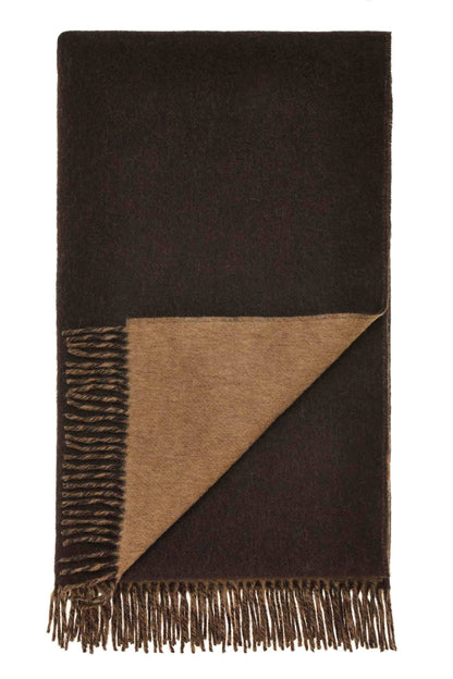 Plaid Double Face Camel/Schokolade - Country Side Collection - Merino-Lammwolle - 140x185 - Bronte by Moon Scotland
