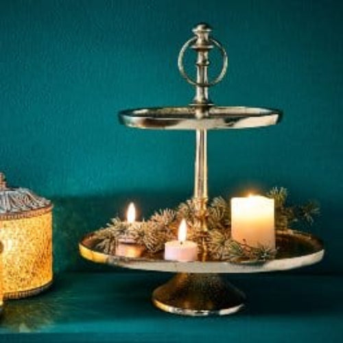 MoodCompanyNL - Etagère Ovaal Warm Goud - Twee - Tier - Aluminium - 29x19,5x31 cm - Werner Voss - 4030673450617