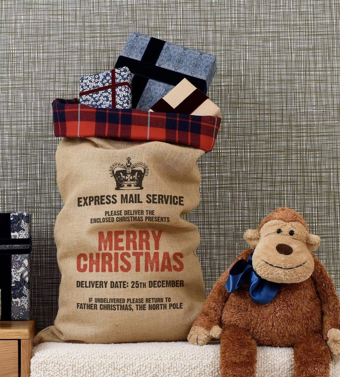 MoodCompanyNL - Exclusieve Kerstzak 'Express Mail Service' met Tartan band - 6095632882890