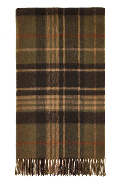 Estate Olive/Burgundy Throw - Country Side Collection - Merino Lambswool - 140x185 - Bronte by Moon Scotland