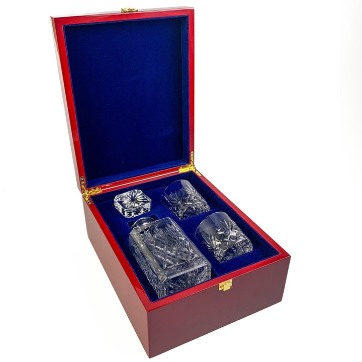 MoodCompanyNL - Geschenkset Skye met Karaf en 2 Skye Whiskyglazen in houten presentatiebox - Loodkristal - Glencairn Crystal Scotland - 5060025550671