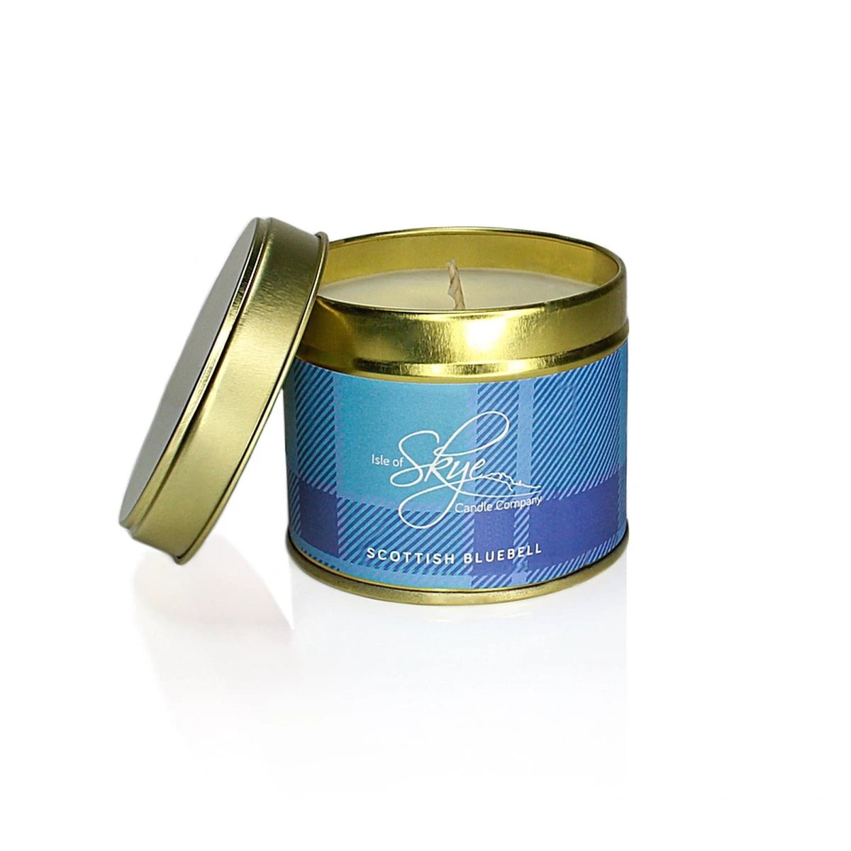 Geurkaars Scottish Bluebell Blikje - 45 uur - Sojawas - Isle of Skye Candle by MoodCompanyNL