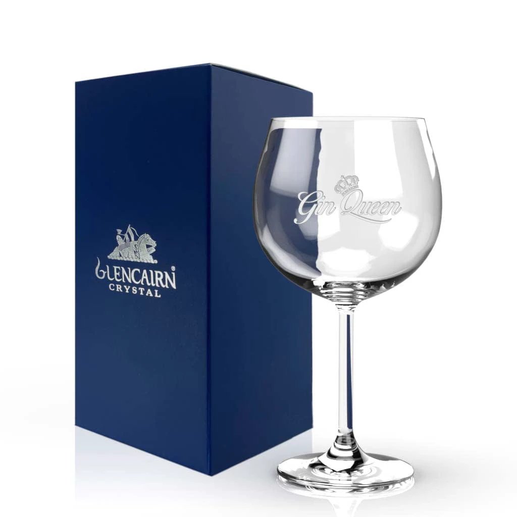 Gin glas Jura Gegraveerd met GIN Queen - Geschenkverpakking - Glencairn Crystal Scotland by MoodCompanyNL