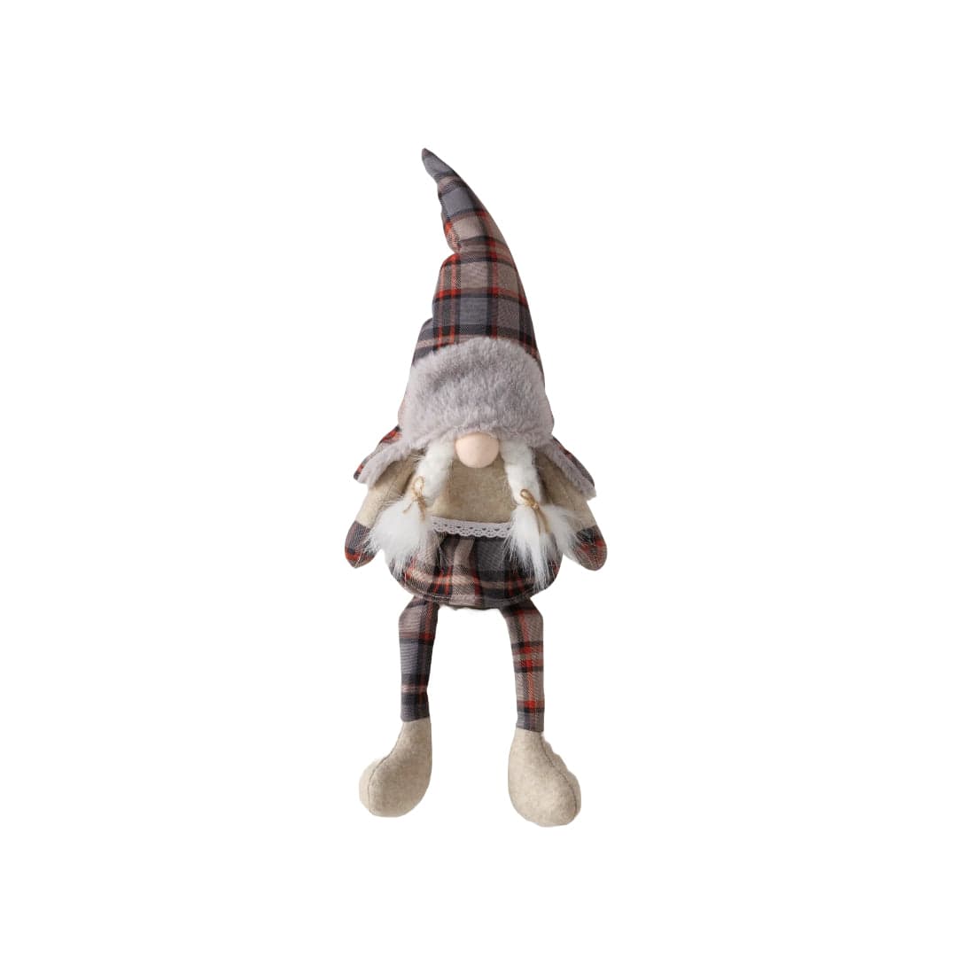 Mood Company - Gnoom met bungelbenen - tartan - 23x14x43 cm - 2 varianten - Boltze - 6151209829825