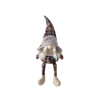 Gnoom met bungelbenen - tartan - 23x14x43 cm - 2 varianten - Boltze by Mood4Christmas