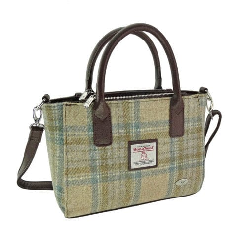 MoodCompanyNL - Handtas Brora Beige Stewart en zacht Groen - Ritssluiting - Draagband - Harris Tweed - Glen Appin of Scotland - 5060959027225