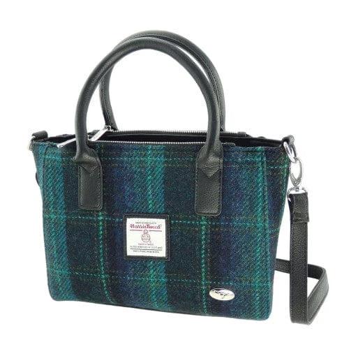 Handtas Brora Blauw met Turquoise - Ritssluiting - Draagband - Harris Tweed - Glen Appin of Scotland by MoodCompanyNL