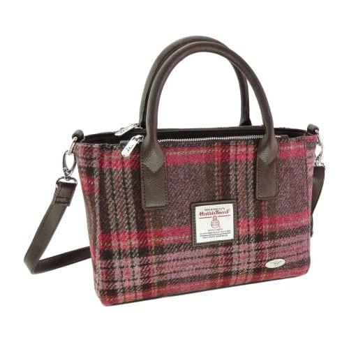 Handtas Brora Roze Stewart tartan - Ritssluiting - Draagband - Harris Tweed - Glen Appin of Scotland by MoodCompanyNL
