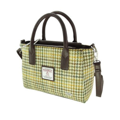 Mood Company - Handtas Brora small tote bag Geel, groen dogtooth, bruin - Ritssluiting - Draagband - Harris Tweed - Glen Appin of Scotland - 5061035012715
