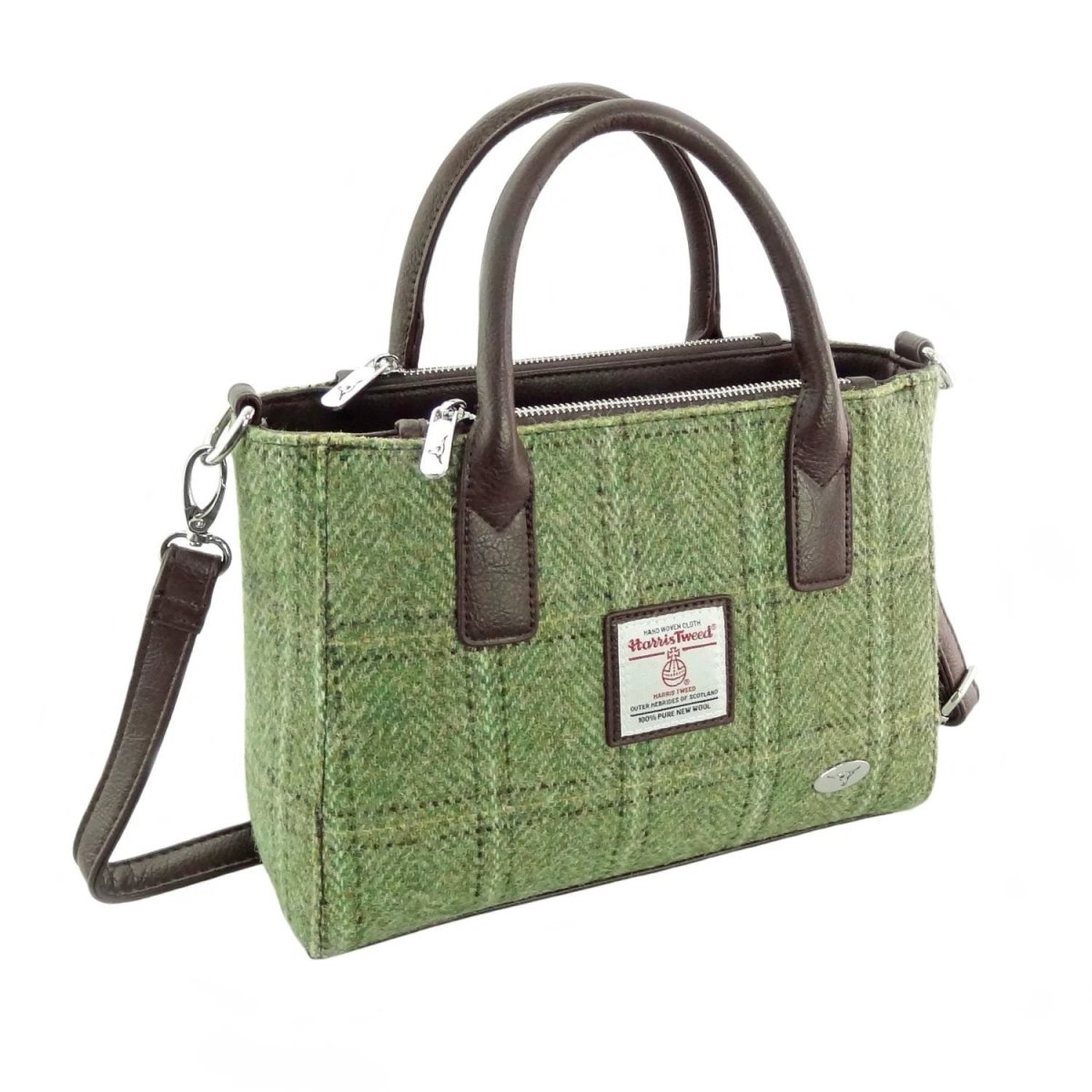 Mood Company - Handtas Brora small tote bag Groen Visgraat - Ritssluiting - Draagband - Harris Tweed - Glen Appin of Scotland - 5061035013873