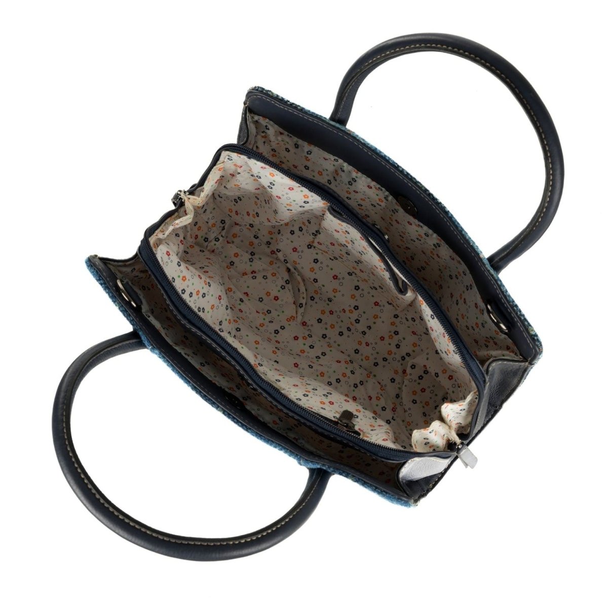 MoodCompanyNL - Handtas Donker Tweed & Leer | Verstelbare Schouderband | Das Impex - 5056703013231