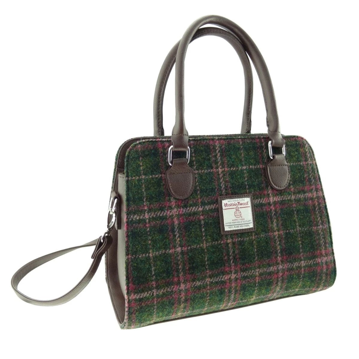 Handtas Findhorn Groen en Roze (Plum) - Stevig - Draagband - Harris Tweed - Glen Appin of Scotland by MoodCompanyNL