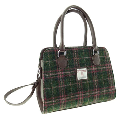 Handtas Findhorn Groen en Roze (Plum) - Stevig - Draagband - Harris Tweed - Glen Appin of Scotland by MoodCompanyNL