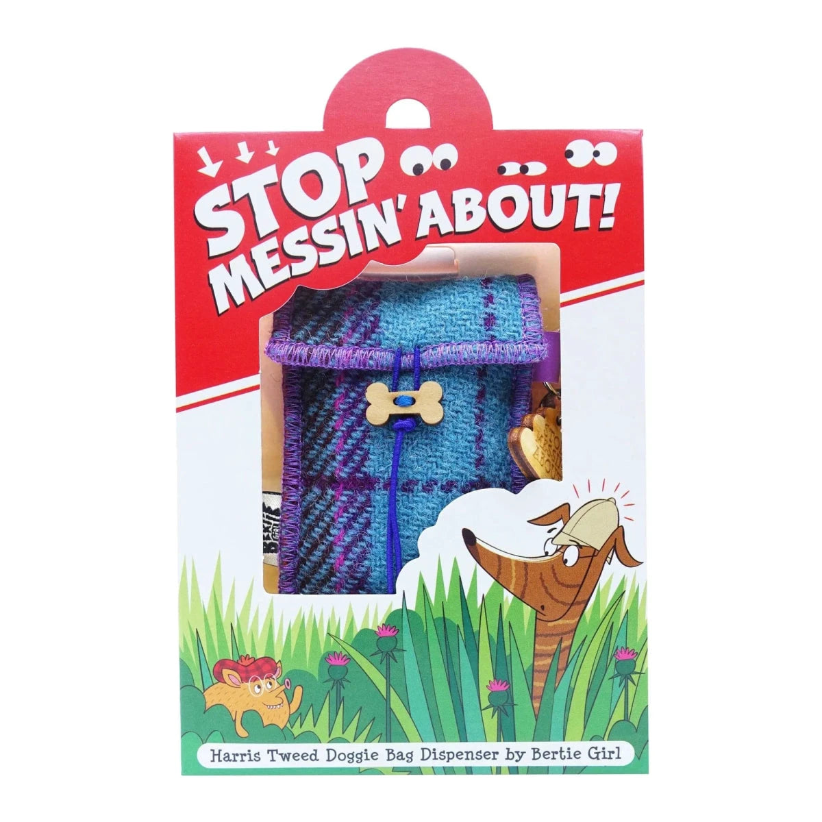 MoodCompanyNL - Harris Tweed Houder voor hondenpoep zakjes Groenblauw - 6095634225282