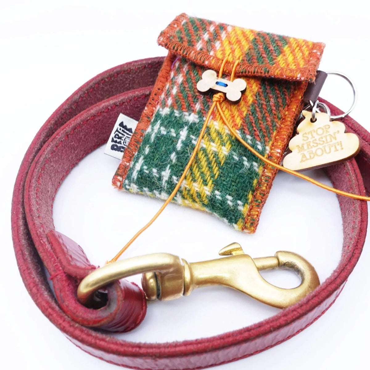 Harris Tweed Houder voor hondenpoep zakjes Oranje by MoodCompanyNL