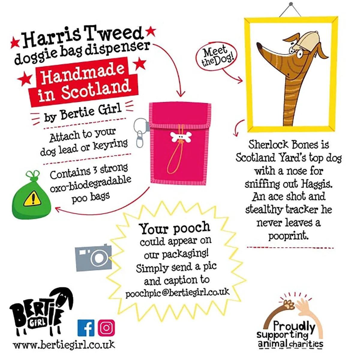 Harris Tweed Houder voor hondenpoep zakjes Oranje by MoodCompanyNL