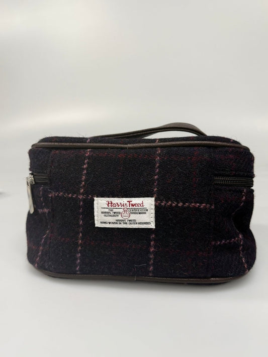 Mood Company - Harris Tweed Toilettas Donkerpaars en Bordeaux - Ritssluitingen - Handvat - Harris Tweed - 2312022103439