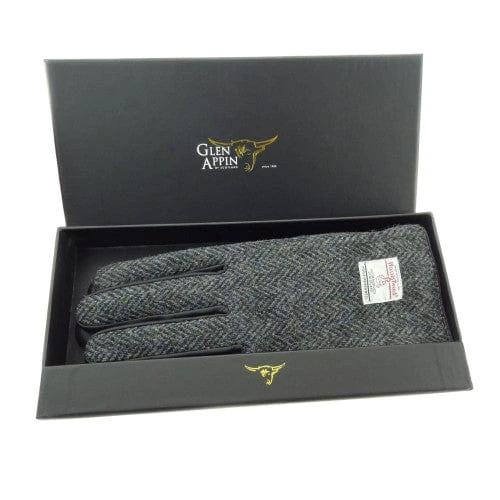 Heren Handschoenen Grijs gemêleerd met Zwart Leer - Harris Tweed - Glen Appin of Scotland by MoodCompanyNL