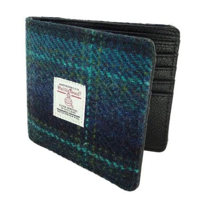 Heren Portemonnee Mull Blauw en Turquoise Geruit - Harris Tweed - Glen Appin of Scotland by MoodCompanyNL