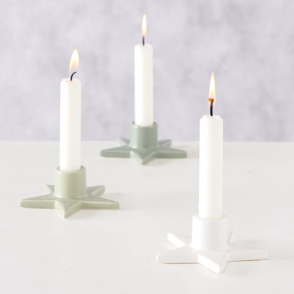 Kaarsen houder - Set van 3 - groen lichtgroen wit- Odessia by Mood4Christmas