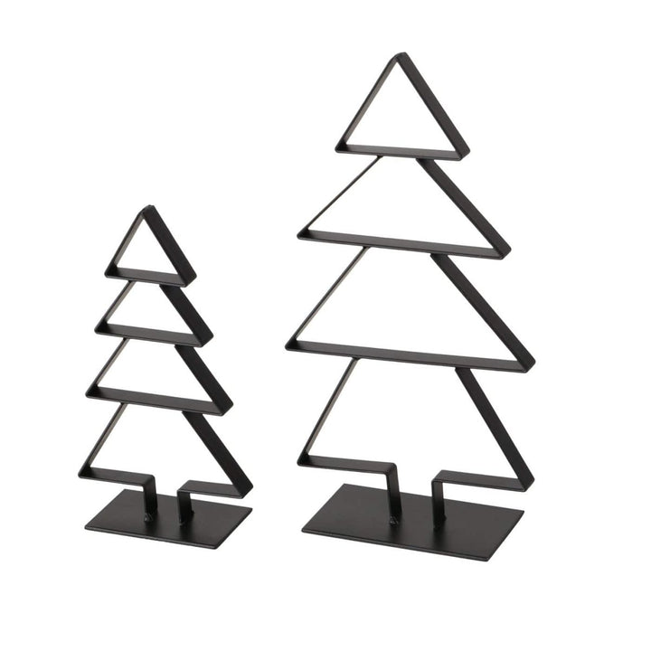 MoodCompanyNL - Kerstbomen set zwart metaal - 23 cm en 16,5 cm hoog - set van 2 - 4066076461059