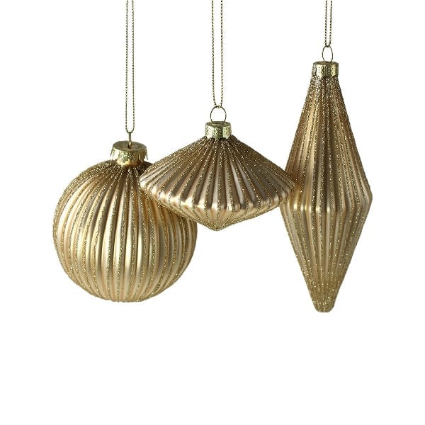 MoodCompanyNL - Kerstboom hanger goud - glas - 3 stuks - 8 cm - Werner Voss - 4030673485800