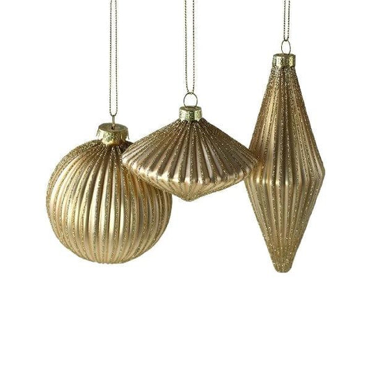 Kerstboom hanger goud - glas - 3 stuks - 8 cm - Werner Voss by Mood4Christmas