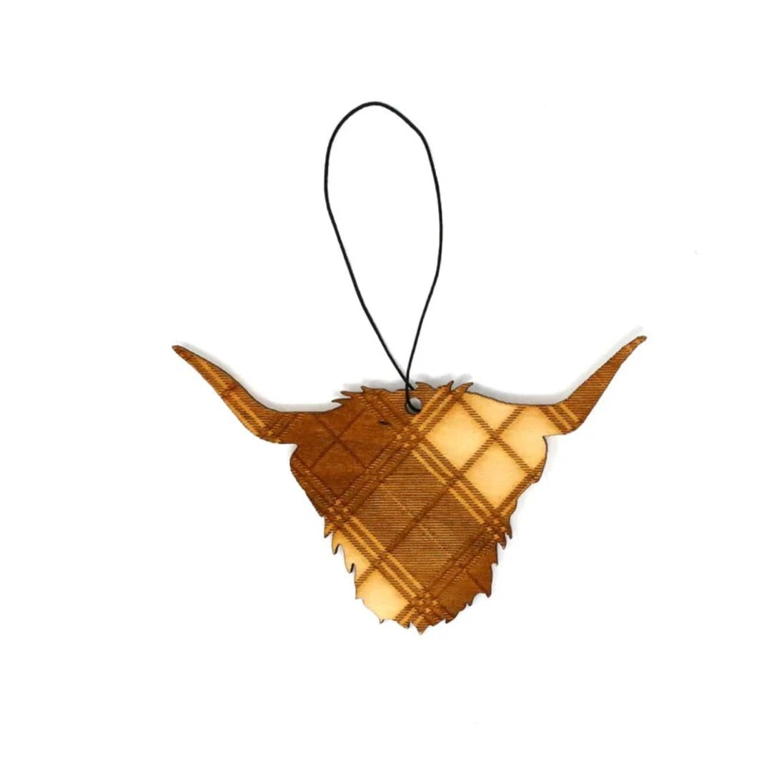Kerstboomhanger hooglander kop tartan - Studio Sunart by MoodCompanyNL