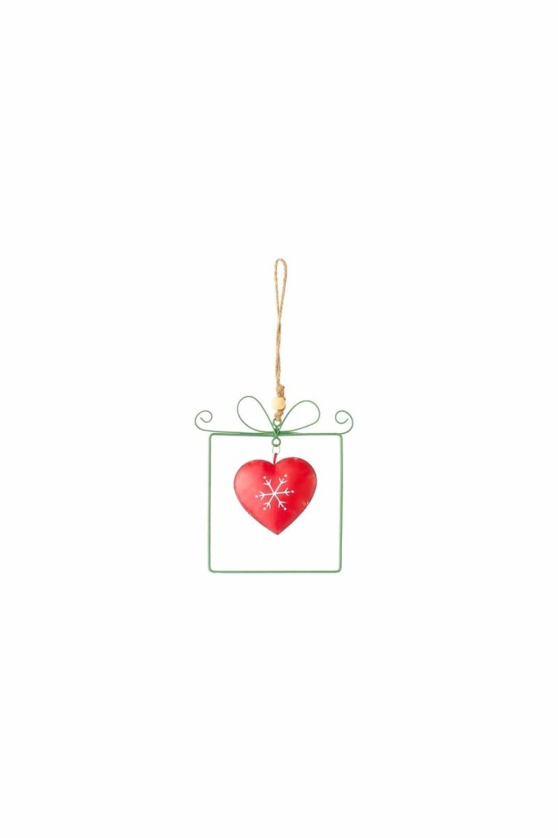 kerstboomhanger metaal - set van 2 - rood en groen - 10 en 13 cm - nuvole distoffa by MoodCompanyNL