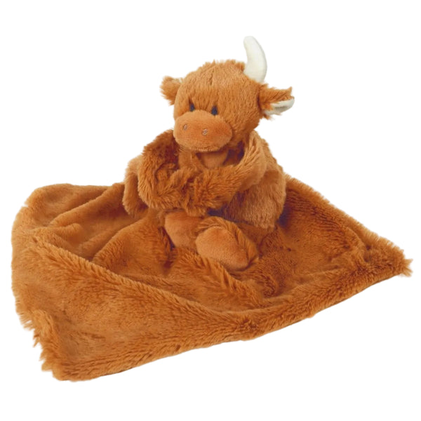 Schmusetuch Schottisches Hochlandrind - 29 x 29 cm - Babykuscheltier - Jomanda