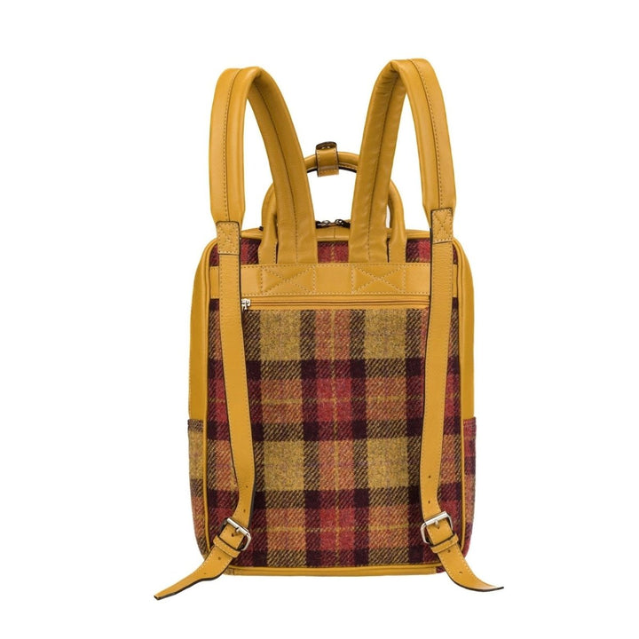 MoodCompanyNL - Large Rugzak Geel - Rood Tartan & Leer | Das Impex - 506703022868