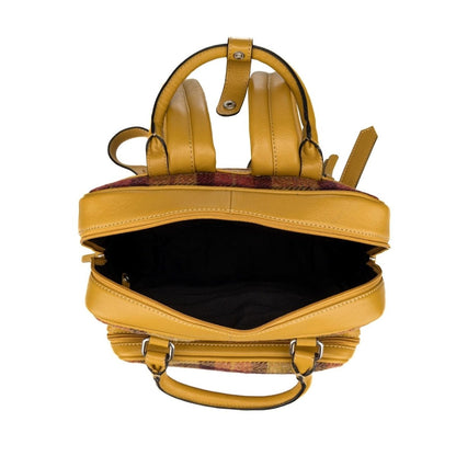 MoodCompanyNL - Large Rugzak Geel - Rood Tartan & Leer | Das Impex - 506703022868