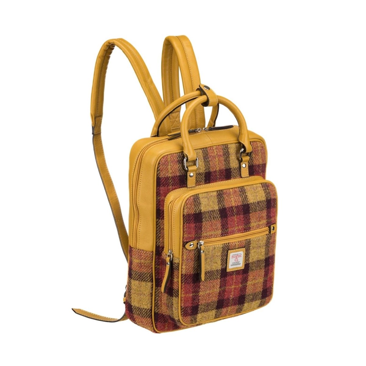 MoodCompanyNL - Large Rugzak Geel - Rood Tartan & Leer | Das Impex - 506703022868