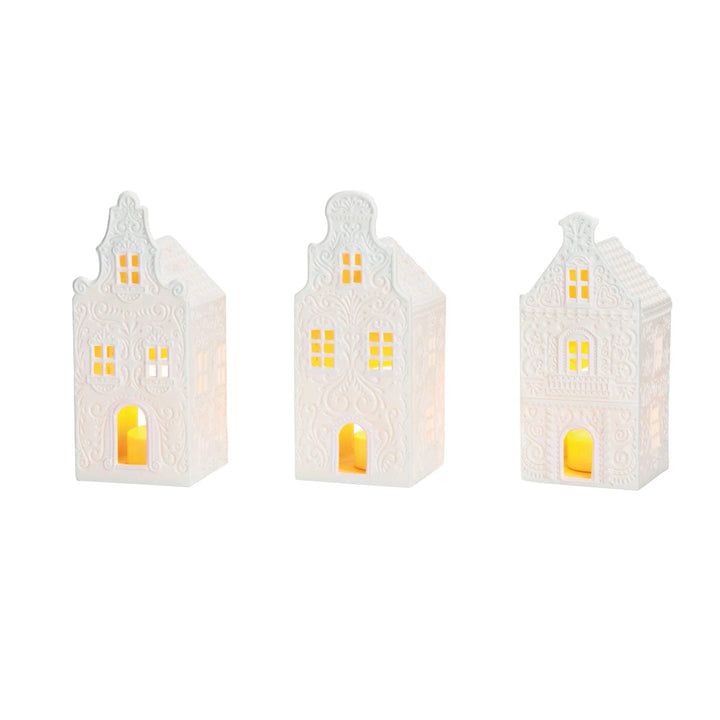 MoodCompanyNL - Lichthuisje wit - porselein - 3 stuks - (B/H/D) 7x16x7cm - Wurm - 4007698610524