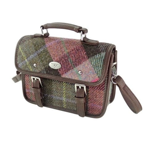 MoodCompanyNL - Mini Tas (Bervie) Gedempt Groen & Paars - 15x20x7,5 - Harris Tweed - Glen Appin of Scotland - 5060959028192