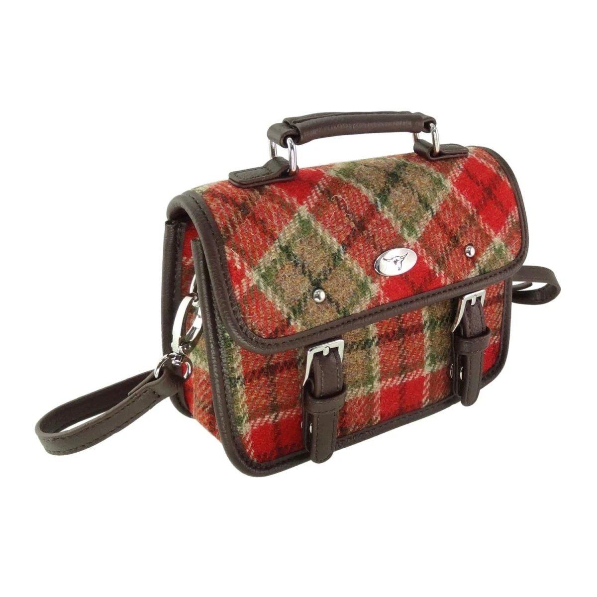 Mini Tas Bervie Rood Groen Tartan - 15x20x7,5 - Harris Tweed - Glen Appin of Scotland by MoodCompanyNL