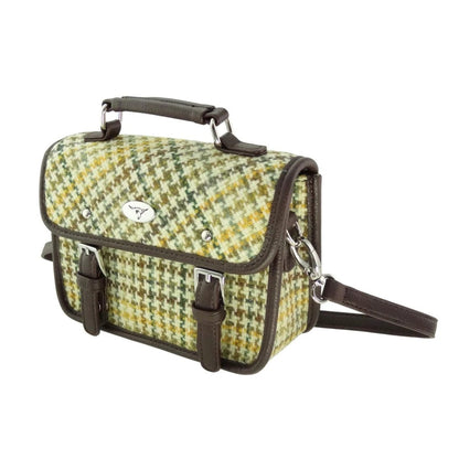 Mini Tas Harris Bervie Geel, groen, bruin dogtooth - 15x20x7,5 - Harris Tweed - Glen Appin of Scotland by MoodCompanyNL