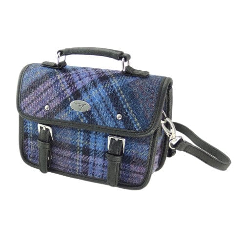 MoodCompanyNL - Mini Tas Harris Bervie Stewart Blauw en Paars - 15x20x7,5 - Harris Tweed - Glen Appin of Scotland - 5061035011558