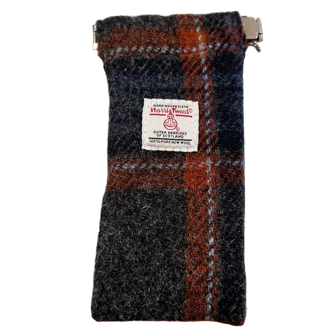 Mood_Company Brillenetui Grijs met Roestbruin  - Harris Tweed - Metalen Clip - Glen Appin of Scotland Sjaals