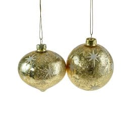 Mood_Company Glazen Kerstbal Soft Star - 2 Assorti - Goud - Glas - 8 cm - Werner Voss