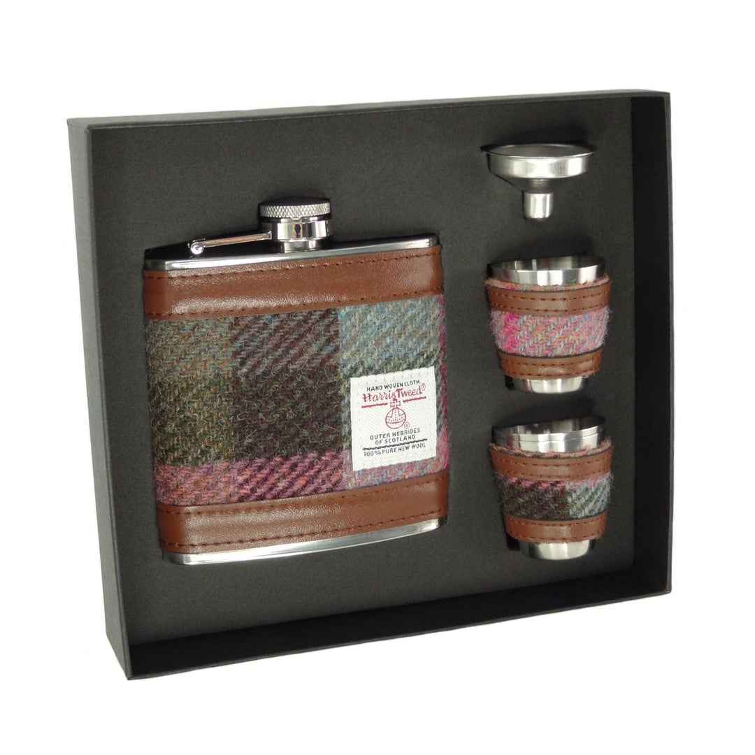 Mood_Company Heupfles Gedempt Groen & Paars - Luxe Set - Harris Tweed - Glen Appin of Scotland Heupflessen