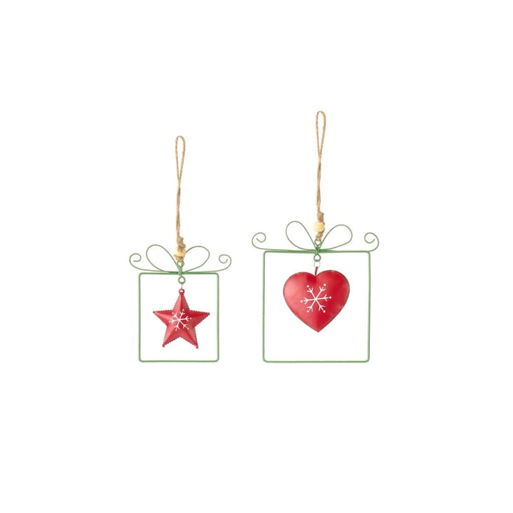 Mood_Company kerstboomhanger metaal - set van 2 - rood en groen - 10 en 13 cm - nuvole distoffa