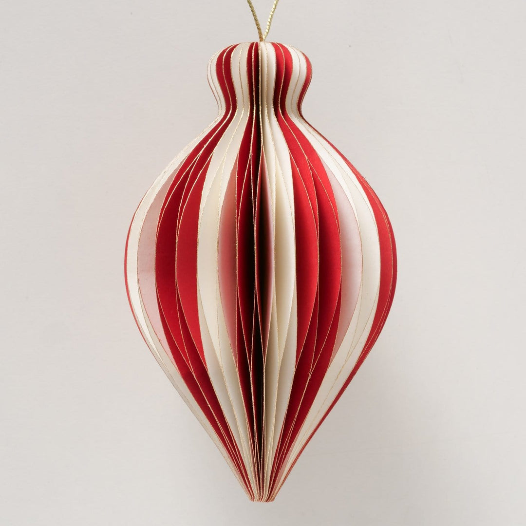 Mood_Company Papieren kerstboomhanger - wit - rood - 12,5 cm