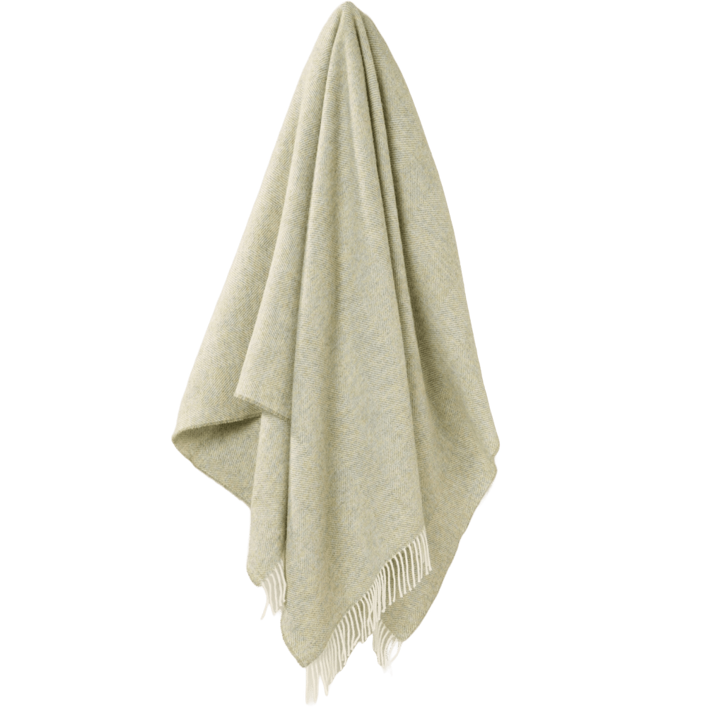 Mood_Company Plaid Visgraat Licht Naturel Groen (Light Sage) - Shetland Lamswol - 140x185 - Bronte by Moon Scotland